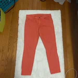 Madewell coral skinny ankle jeans